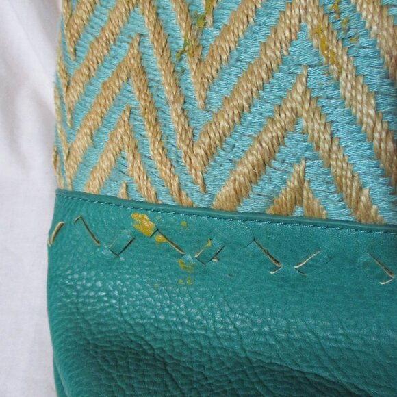 STEVEN STEVE MADDEN Woven Knit CHEVRON Tote Shopper Shoulder Bag AQUA JANDREAS - Picture 3 of 8